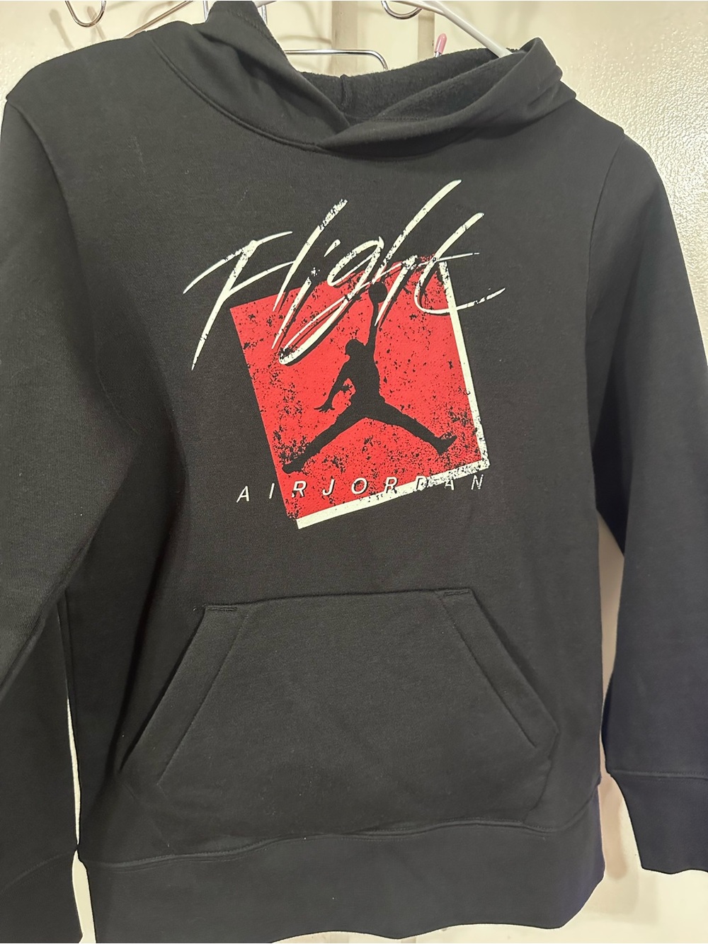 Jordan Kids Black Pullover Hoodie with Red Jumpman Graphic